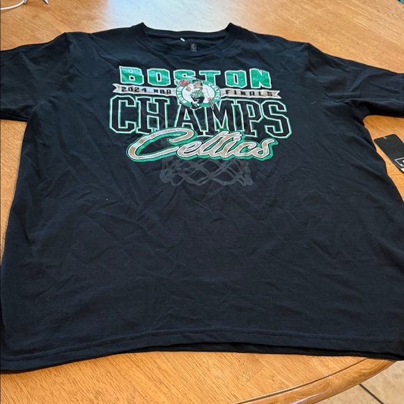 NBA Black Tee with Green Boston Champs Design - Picture 1 of 5